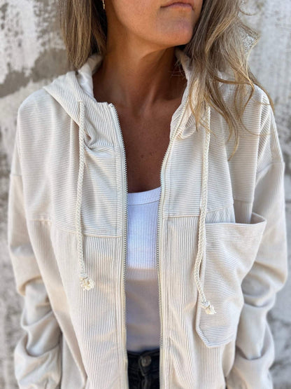 Casual Jacket with Hood and Zipper