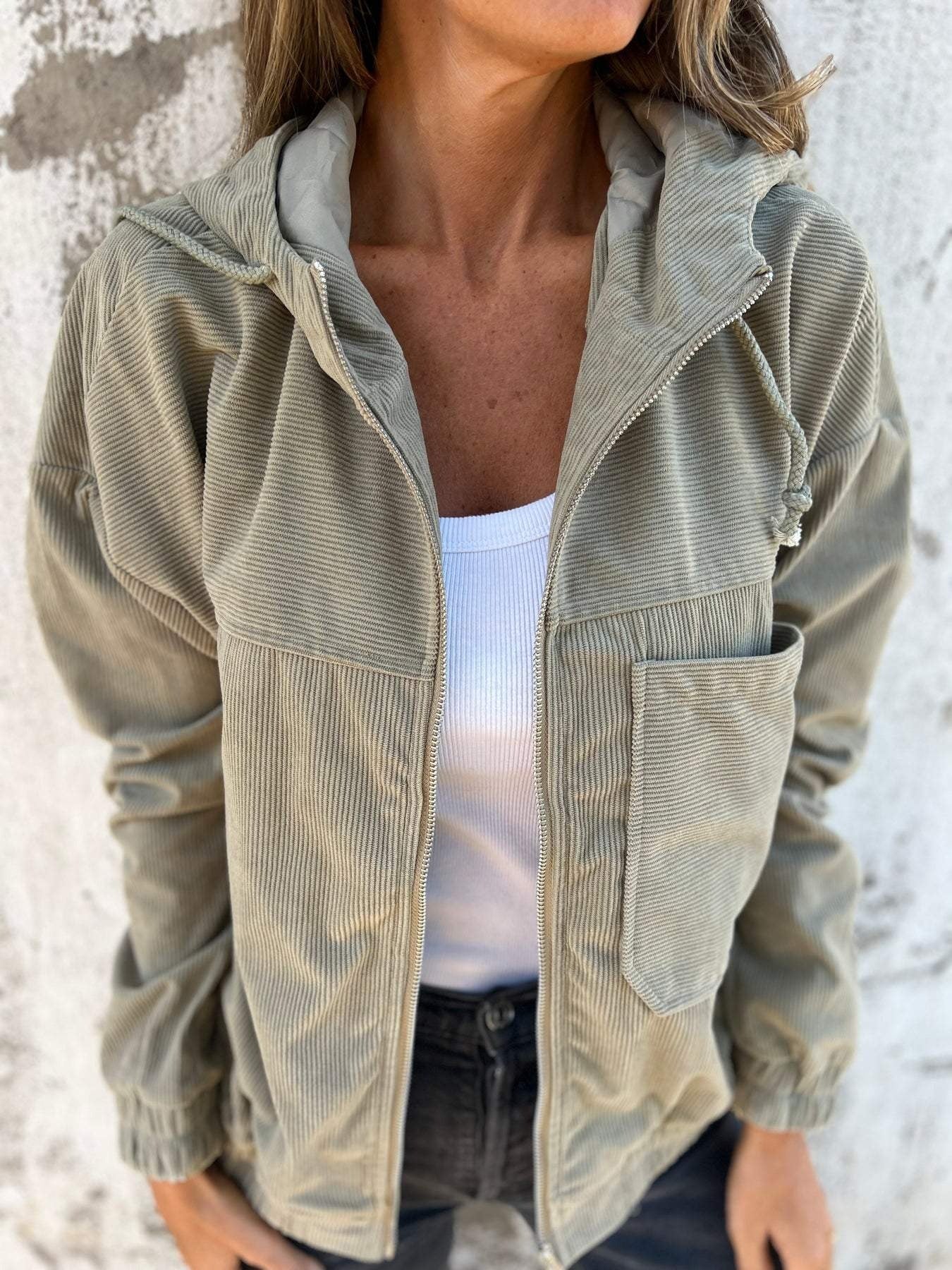 Casual Jacket with Hood and Zipper