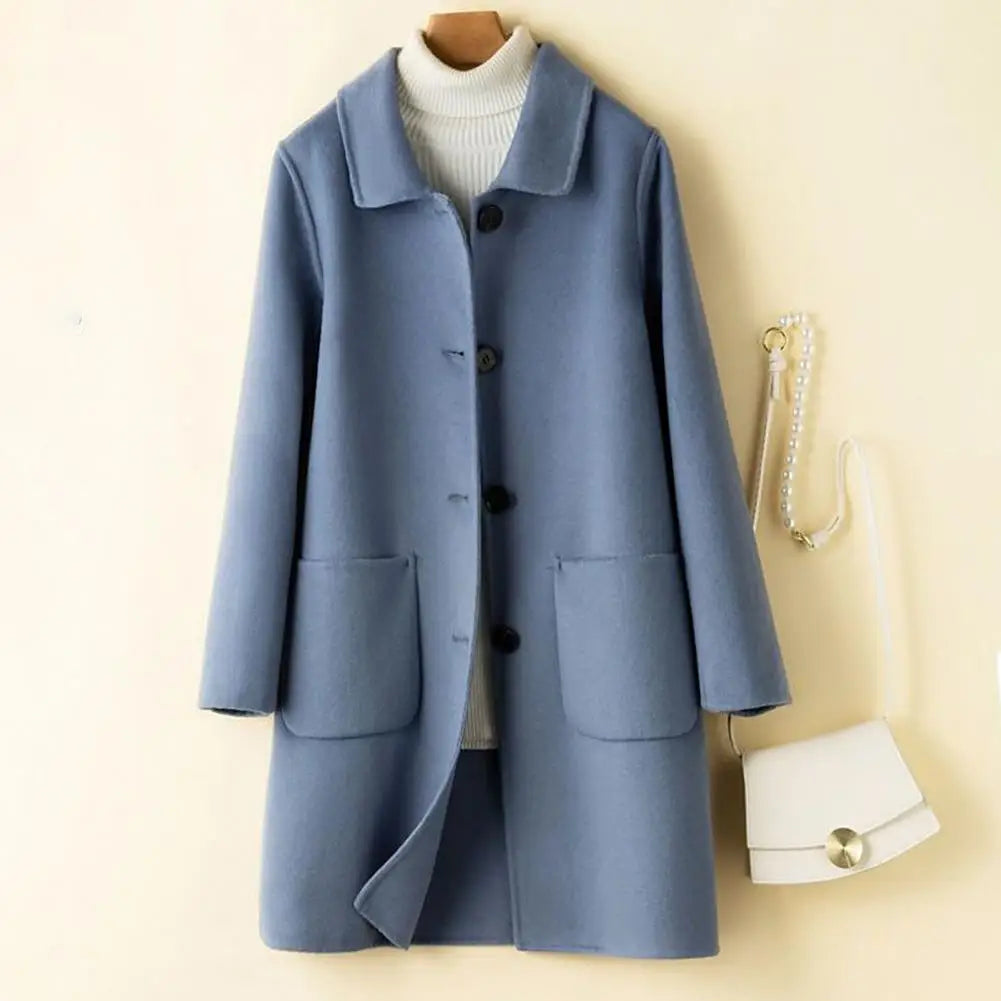 Women's Long Sleeve Woolen Coat