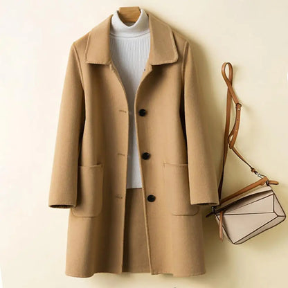 Women's Long Sleeve Woolen Coat