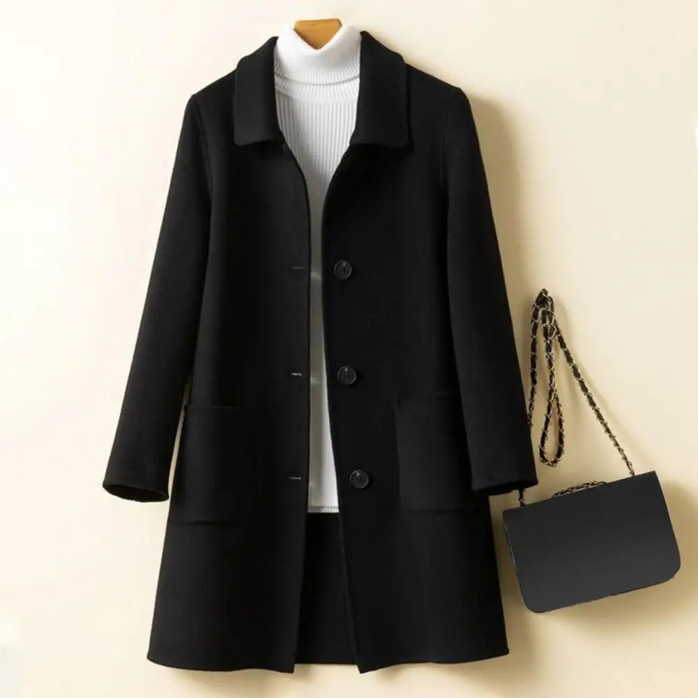 Women's Long Sleeve Woolen Coat