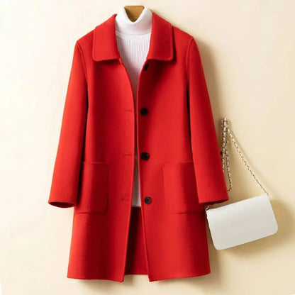 Women's Long Sleeve Woolen Coat