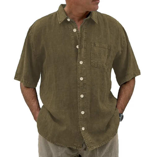 Levi - Vintage Style Cotton and Linen Shirts With Pocket