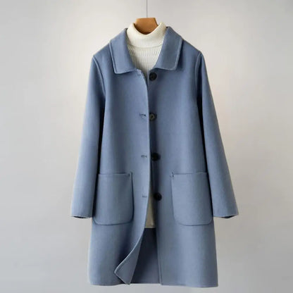 Women's Long Sleeve Woolen Coat